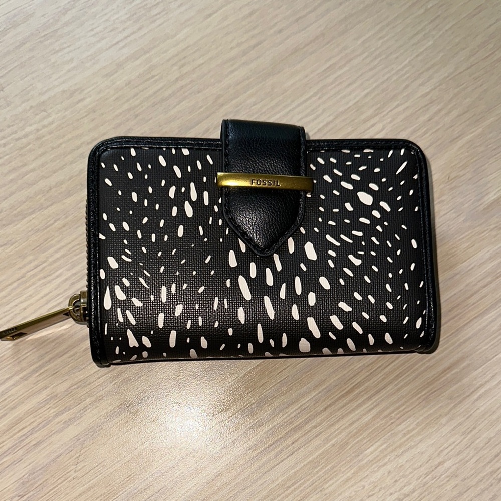 Bryce Multifunction Black Cheetah Fossil Wallet